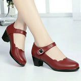 De Mujeres Women Cute Sweet Red Slip on High Heel Shoes Lady Casual Comfortable Autumn Pumps Female Black Shoes