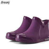 Fashion Women Rain Boots Non-slip Ankle Rainboots Walking Work Waterproof Rain Shoes Home Garden Ladies Work