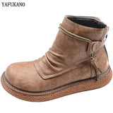 Female Literary Retro Big Head Doll Shoes Japanese Style Thick-Soled Plus Velvet Comfort Women Boots Casual Ankle