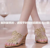 The Summer Of 2024, A New Style With Diamond Sandals, Women's Slope Heels, Elegant Temperament, Sexy Crystal
