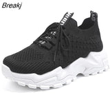 New Plus Size Sneakers for Women Shoes Fashion Lace Up Platform Wedge Mesh Casual Breathable Sport Tennis Running