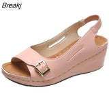 Mujer 2022 Female Wedge Heels Shoes Women Summer Comfortable Sandals Slip-on Flat Sandals Platform