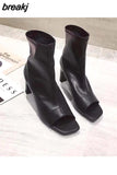 Peep Toe Ankle Boots Women Thin High Heels Shoes Women Gladiator Sandals Sexy Chelsea Boots Front Open Stilettos
