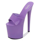 Slippers Women Shoes Summer PU Patent Leather Slipper Women High Heels 20CM Platform Sexy Slippers Nightclub Party