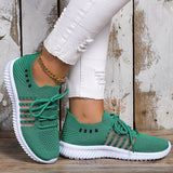 Breathable Running Shoes for Women Non Slip Knitted Green Sneakers Woman Soft Sole Slip On Casual Flats Plus Size