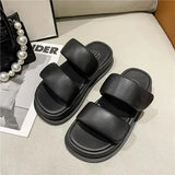 Shoes Woman 2024 Slippers Flat Platform Pantofle Luxury Slides New Rubber Designer Fashion PU Female Shoes Womens Slippers