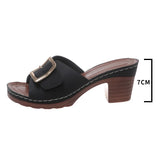 Women Slippers Summer New Fashion Soft Platform Shoes Ladies Chunky Heels Buckle Designer Slip-on Party Slippers
