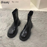 New Platform Shoes Women Boots Round Toe Zipper Spring Autumn Fashion Ankle Female Botines De Mujer Chelsea