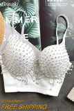 Rhinestone Tassels Night Out Club Busiter Crop Top Black White Push up Bralette Summer Fashion Wear Out Corset Bustier