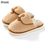 Korean Cute Slippers for Women Girls Retro Fluffy Warm Slippers Female Indoor House Flat Cotton Shoes Zapatillas