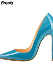 Color Classical Women Pumps 12 cm Stilettos Shallow Pointed Toe Thin High Heels Woman Party Shoes Pink color QP004
