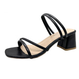 Breakj Fine Sandals Women 2025 New Medium Heds Of Cool Slippers Women Wear Coarse Heel With Women's Shoes Korean Version Of The Square