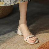 Summer Transparent Thick Middle Heel Sandals for Women Outer Wear Fashion Flip Flops Slip on Sandalias Mujer Casual