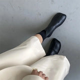 Women's Shoes White Ankle Boots Boots-Women Zipper Flat Heel Fashion Low 2023 Autumn Rock Rubber Leather Ladies Rome PU