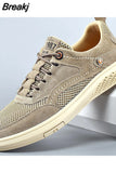 Men Shoes fashion Genuine Leather Loafers Breathable Autumn lace up comfortable Mesh Casual Shoes Outdoor Men Sneakers