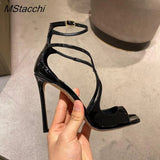 Women's Luxury Sandals Summer Pink Satin Open Toe Stiletto Sandals Concise High Heels Women Pumps Ankle Straps Designer