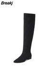 Winter New Women's Boots Fashionable Sexy Pointed Toe Folds Catwalk Long Tube Thick Heel High-heeled