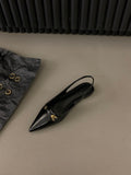 Flat-Bottomed Black Baotou Sandals Fairy Shoes 2023 New Spring And Summer Pointed Diamond Single