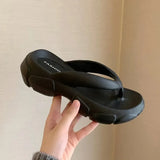 Platform Hot Pink Flip Flops Women Summer 2023 Beach Fashion Thick Sole Slippers Shoes Woman Clip Toe Wedges Sandals