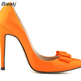 Women Pumps Fashion Sweet Bow Sexy 11cm Pointed Toe High Heels Patent Leather Stiletto Party Dress Wedding