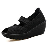 New Wedge Platform Weave Sandals Fashion Peep Toe Comforty Breathable Mom Shoes Female Casual Thick Bottom Sandalias