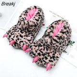 Warm Soft Indoor Floor Slippers Creative Animal Paw Slipper Unisex Funny Cartoon Dinosaur Claw Plush Slides for