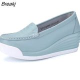 Women Wedge Platform Shoes Fashion Comfortable Increase Casual Slip-on Women's Loafers Summer Hollow Out Breathable