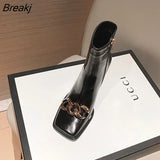 Women's Boots Elegant Woman Heeled Shoes for Women 2023 Designer Luxury Female Autumn and Winter Square Head Chunky Heel