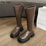 Women Long Boots Autumn Winter Knee High Boots Fashion Shoes Female Footwear Thigh High Boots Leather Knee-High Motorcycle