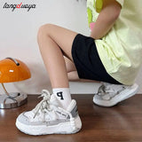 Grey Sports Shoes Casual Platform Sneakers Women Kawaii Lolita Vulcanize Korean Fashion Designer Flats Footwear