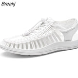 Sandals Men Handmade Weave Hollow Shoes Outdoor Non-slip Beach Sandals Lightweight Summer Women Sandalias Plus Size