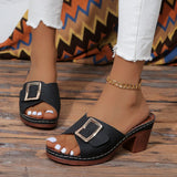 Women Slippers Summer New Fashion Soft Platform Shoes Ladies Chunky Heels Buckle Designer Slip-on Party Slippers