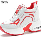 Women's Shoes 2023 New Autumn Wedge Platform Lace Up Casual Sneakers Fashion High Heels Breathable Comfortable Sport