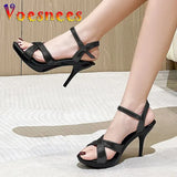 Summer New Women Shoes Diamonds Sexy Sandals Female Party Shoes Point Toe Runway High Heels Platform Thin Heels