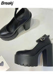 Women's Fashion White Platform Pumps Super High Heels Buckle Sexy Mary Jane Shoes Women Goth Platform Heel Party Shoes