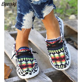 Summer Women Vulcanized Shoes Canvas Slip on Loafers Female Flat Shoes Fashion Ladies Walking Shoe Leopard Casual