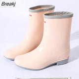 Rain Boots Women Platform Rubber Shoe Fashion Outdoor Slip on Rain Shoes Boots for Women Waterproof Work Botines