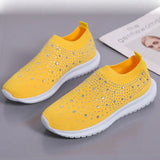 Fashion Crystal Platform Sneakers Women 2024 Plus Size Breathable Mesh Flats Woman Comfy Slip On Non-Slip Running