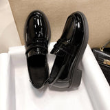 New Fashion Patent Leather Loafers for Women Shoes Square Heel Slip on Office Lady Shoes Loafers Chaussure