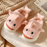 Kids Parents Shark Winter Cartoon Shark Home Slippers Couples Fashion Indoor Thick Bottom Plush Funny Cotton