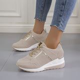 Woman 2024 Trend Summer Wedge Platform Casual Shoes Women Lace Up Sports Shoes Woman Non Slip Breathable
