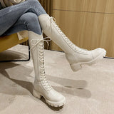Brown Boots V-Mouth Knight Boots Small Thick-Legged Boots Fat Mm Tall Boots Around Tall Boots Thin Women's