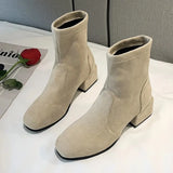 Leather Women Ankle Boots High Heels Winter Women Shoes Fashion Casual Ins Female Short Boot