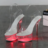 Up Glowing Shoes Woman Luminous Clear Sandals Women Platform Shoes Clear High Heel Transparent Stripper Wedding