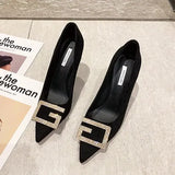 Heels Women Shoes 2023 Spring Pumps Slip On Bling Bling Pointed Wedge Latest Shallow Mouth Sandals Ladies All-Match