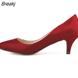 Sexy Pointed Toes 5cm Low Med Kitten High Heels Women Pumps Shoes Spring Brand Design Dress Wedding Shoes Big Size