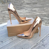 Gold Brand Shoes Woman High Heels Ladies Pumps Women Shoes Sexy Wedding Shoes Stiletto Plus Size 33 34 QP029