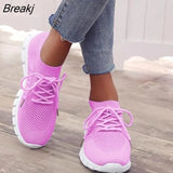 Women Sneakers Slip On Mesh Light Breathable Shoes Woman Walking Platform Comfortable Casual Fashion Female Lace Up Non Slip