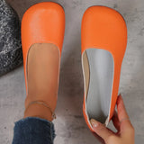 Breakj Round Head Spring New Shallow Mouth Single Shoes Inside And Outside Soft Leather Pedal Pedal Leisure Large Size Mother