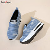 Platform Sneakers Wedges Shoes for Women's Designer Slip-on Casual Woman Tennis Shoes Sports Female Fashion